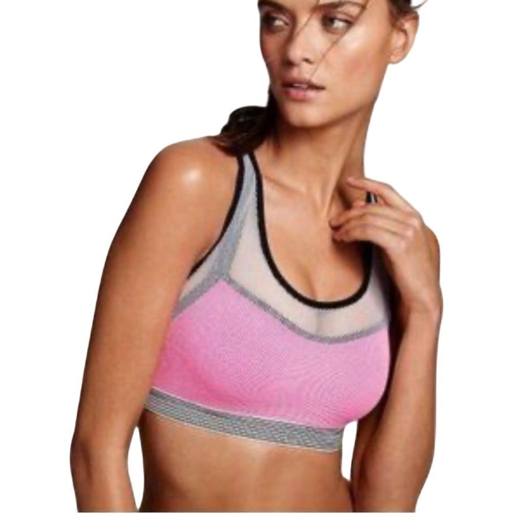 Victoria's Secret Pink and Black Mesh Athletic Bralette